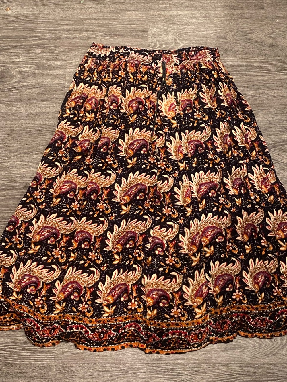 Worthington Paisley Floral Boho Midi Skirt One Size 100% Rayon